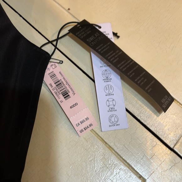 Sweaty Betty Black Strapless Bra with Front Zipper VICTORIA SECRET 40DD - Picture 3 of 6